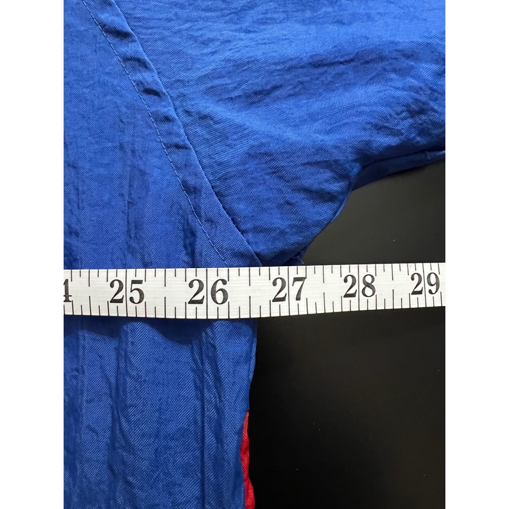 Vintage 1980s Adidas Colorblock Windbreaker Hooded Pullover Blue Red Yellow XL - Picture 5 of 8